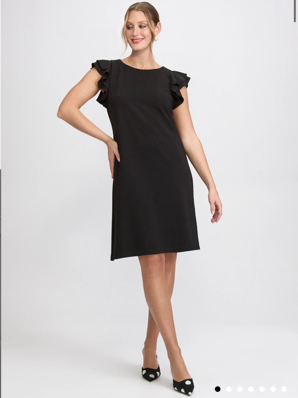 Black Ruffle Sleeve Shift Dress - Laura